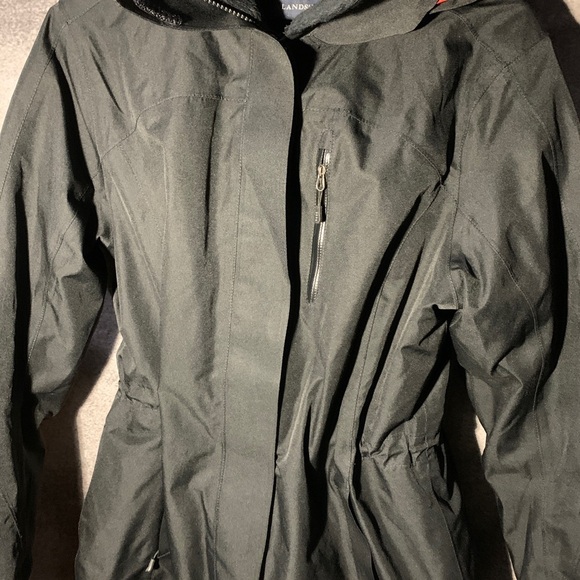 Lands End faux fur lined black Womens Winter Jacket Sz S *small distressed area* - Picture 2 of 10